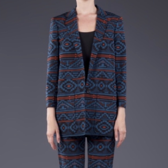 Jenni Kayne Silk Marine Pocket Blazer Aztec Print - Picture 2 of 9